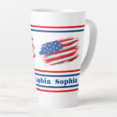 Gepersonaliseerde USA Patriottische Vlag Latte Mok (Rechterhoek)