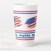 Gepersonaliseerde USA Patriottische Vlag Latte Mok (Voorkant)
