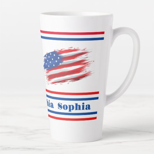Gepersonaliseerde USA Patriottische Vlag Latte Mok (Rechts)