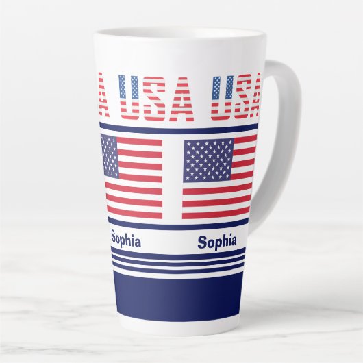 Gepersonaliseerde USA Patriottische Vlag Latte Mok (Rechterhoek)