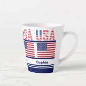 Gepersonaliseerde USA Patriottische Vlag Latte Mok (Rechts)
