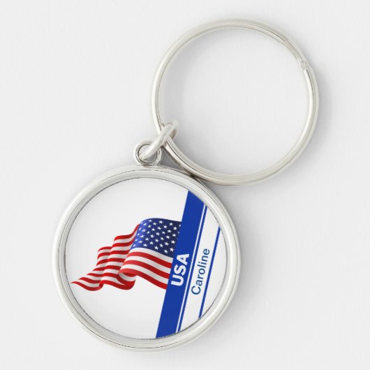 Gepersonaliseerde USA Patriottische Vlag Sleutelhanger (Voorkant)