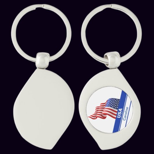 Gepersonaliseerde USA Patriottische Vlag Sleutelhanger