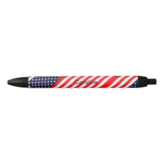 Gepersonaliseerde USA Patriottische Vlag Zwarte Inkt Pen (Voorkant)