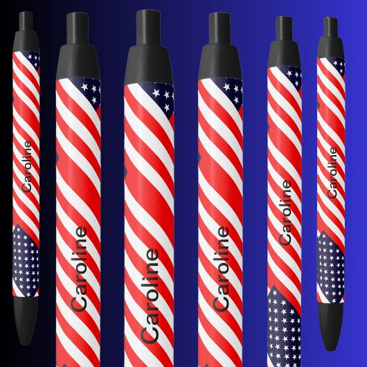 Gepersonaliseerde USA Patriottische Vlag Zwarte Inkt Pen