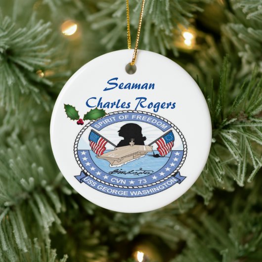 Gepersonaliseerde USS George Washington CVN 73 Keramisch Ornament (Boom)