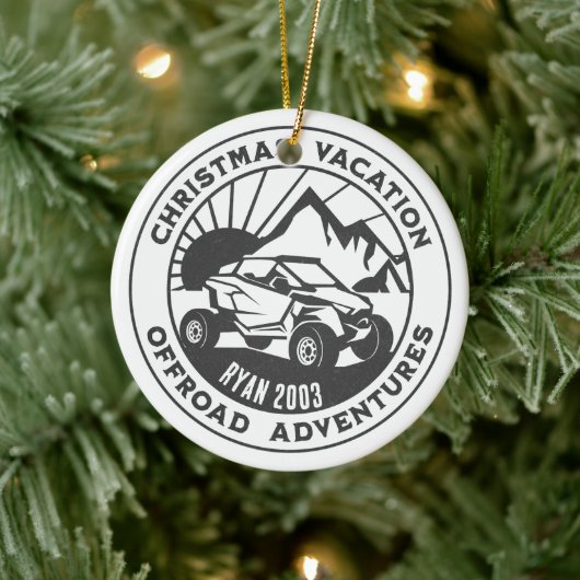 Gepersonaliseerde UTV off-road Kerstvakantie zwart Keramisch Ornament (Boom)