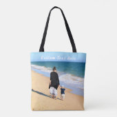Gepersonaliseerde uw aangepaste foto en tekst Canv Tote Bag (Achterkant)