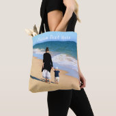 Gepersonaliseerde uw aangepaste foto en tekst Canv Tote Bag (Dichtbij)
