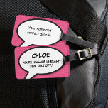 GEPERSONALISEERDE UW BAGAGE IS KLAAR OM OP TE STIJ BAGAGELABEL<br><div class="desc">Geef je bagage wat Wham! Knal! Pow! en het zal schreeuwen naar je op de bagageriem. Personaliseer met jouw naam en contactgegevens of een geliefde om een uniek cadeau te creëer. Ontworpen door Thisnotme©</div>