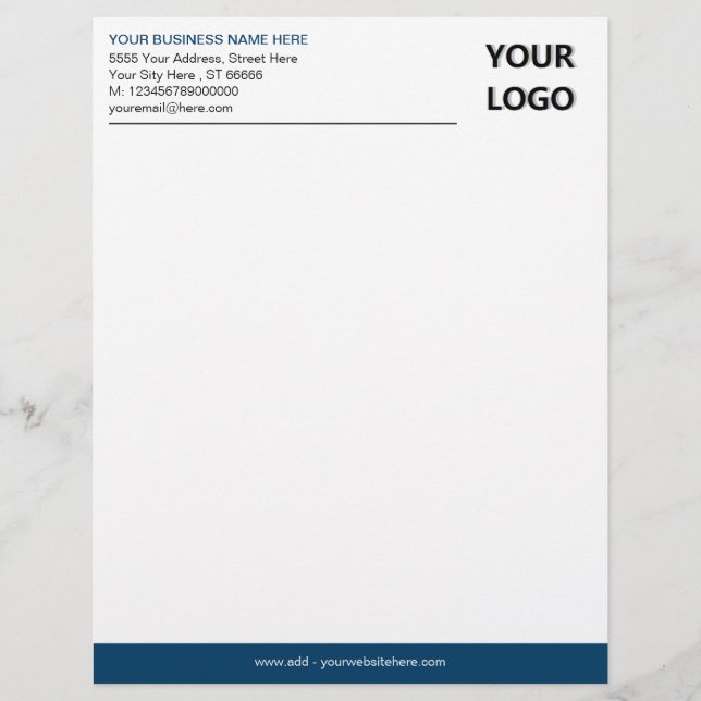 Gepersonaliseerde uw bedrijf Logo Info Letterhead Briefhoofd (Voorkant)
