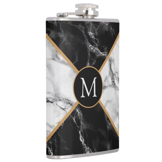 Gepersonaliseerde uw brief Flask met marmeren ontw Heupfles (Rechts)