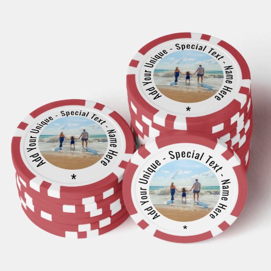 Gepersonaliseerde Uw Foto Aangepaste Tekst Poker C Chips (Opstapeling)