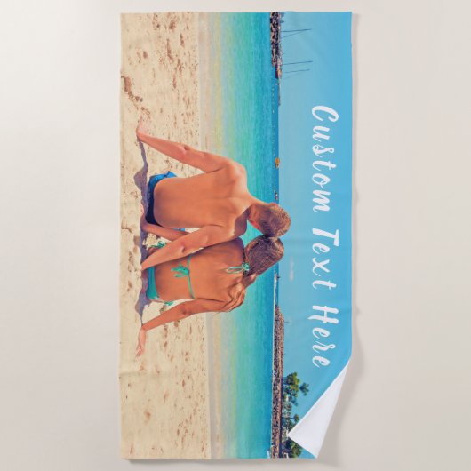 Gepersonaliseerde uw foto aangepaste tekst strandl strandlaken (Voorkant)
