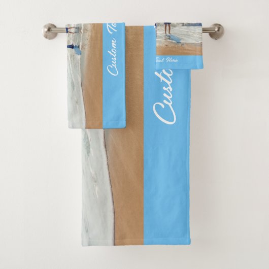 Gepersonaliseerde uw foto badhanddoek set aangepas bad handdoek (Insitu)
