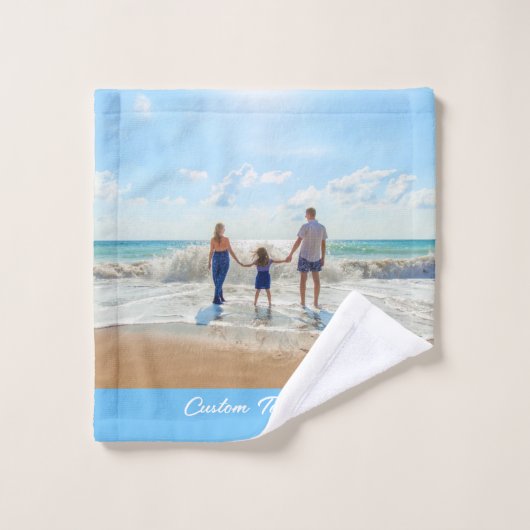 Gepersonaliseerde uw foto badhanddoek set aangepas bad handdoek (Wasdoekje)