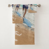 Gepersonaliseerde uw foto badhanddoek set met teks bad handdoek (Insitu)