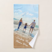 Gepersonaliseerde uw foto badhanddoek set met teks bad handdoek (Handdoek)