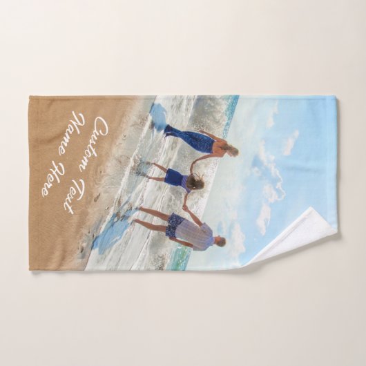 Gepersonaliseerde uw foto badhanddoek set met teks bad handdoek (Handdoek)