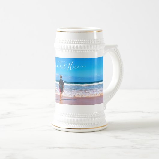 Gepersonaliseerde uw foto Bier Stein en aangepaste Bierpul (Voorkant rechts)