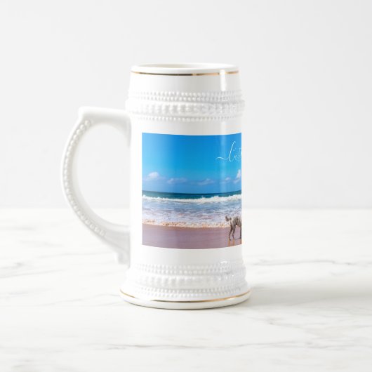 Gepersonaliseerde uw foto Bier Stein en aangepaste Bierpul (Links)