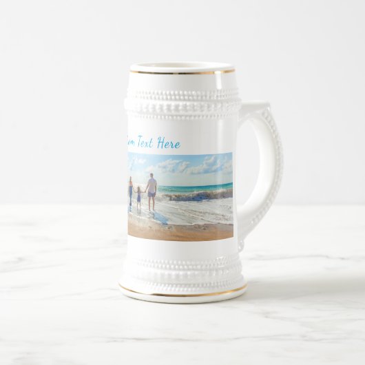 Gepersonaliseerde uw foto Bier Stein en aangepaste Bierpul (Voorkant rechts)