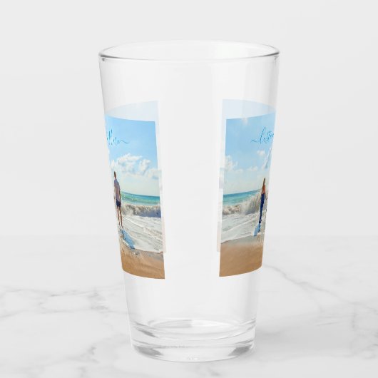 Gepersonaliseerde uw foto en aangepaste tekst glas (Links)