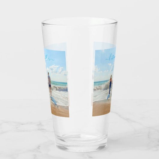 Gepersonaliseerde uw foto en aangepaste tekst glas (Rechts)