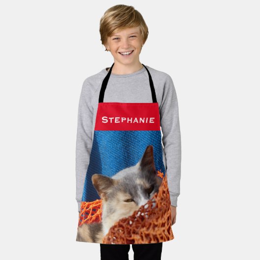 Gepersonaliseerde uw foto en naam schort (Gedragen)