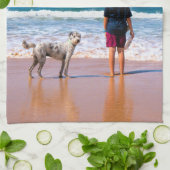 Gepersonaliseerde uw foto keukenhanddoek met tekst (Gevouwen)