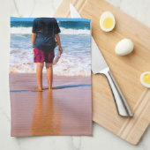 Gepersonaliseerde uw foto keukenhanddoek met tekst (Quarter Fold)