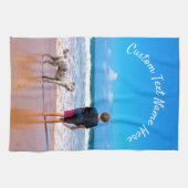 Gepersonaliseerde uw foto keukenhanddoek met tekst (Horizontaal)