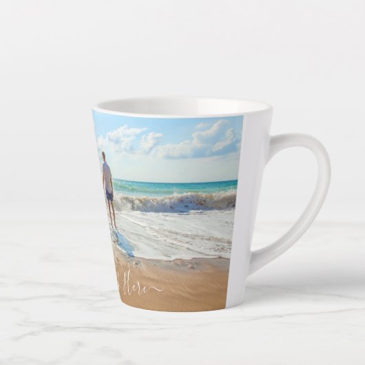 Gepersonaliseerde uw foto Latte Mok met aangepaste (Rechts)