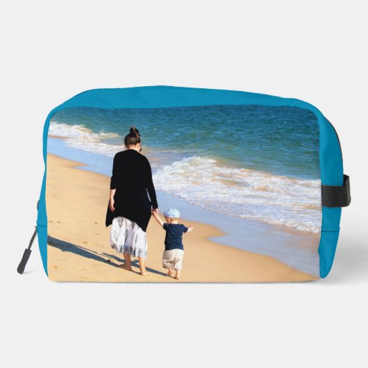 Gepersonaliseerde uw foto met aangepaste tekst toilettasje (Achterkant)