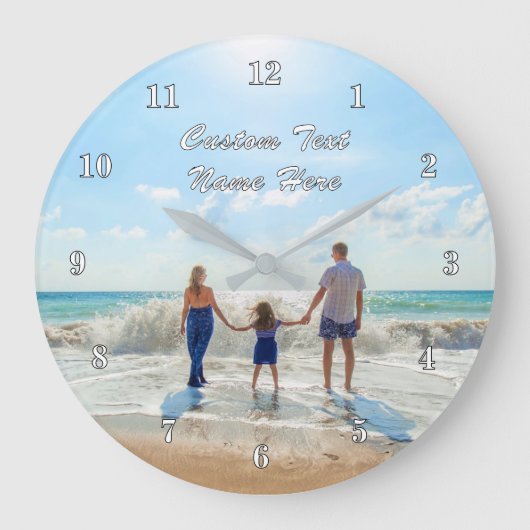 Gepersonaliseerde uw foto wandklok en aangepaste t (Voorkant)
