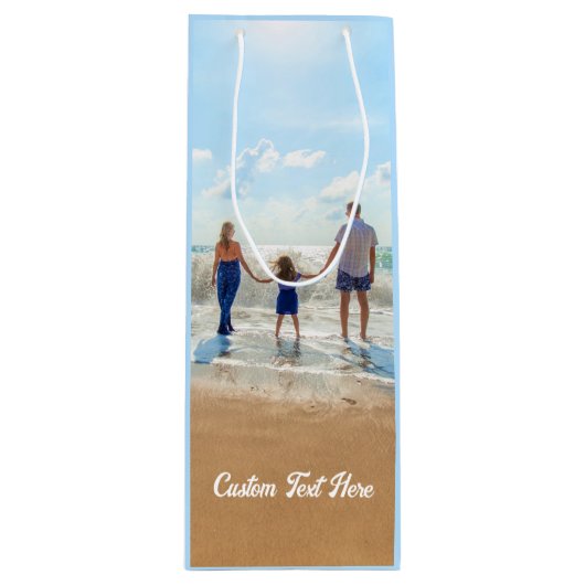 Gepersonaliseerde uw foto wijn geschenkzak aangepa wijn cadeautas (Voorkant)