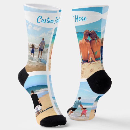 Gepersonaliseerde uw fotocollage Sokken aangepaste (Gebogen)