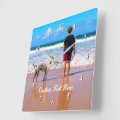 Gepersonaliseerde uw fotoklok met aangepaste tekst vierkante klok (Hoek)