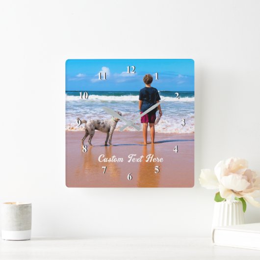 Gepersonaliseerde uw fotoklok met aangepaste tekst vierkante klok (Huis)