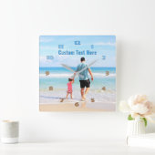 Gepersonaliseerde uw fotoklok met aangepaste tekst vierkante klok (Huis)