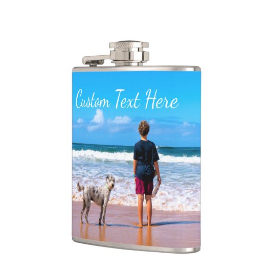 Gepersonaliseerde uw Pet Photo Flask met aangepast Heupfles (Links)
