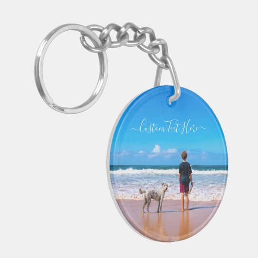 Gepersonaliseerde Uw Pet Photo Sleutelhanger Aange (Voorkant Links)