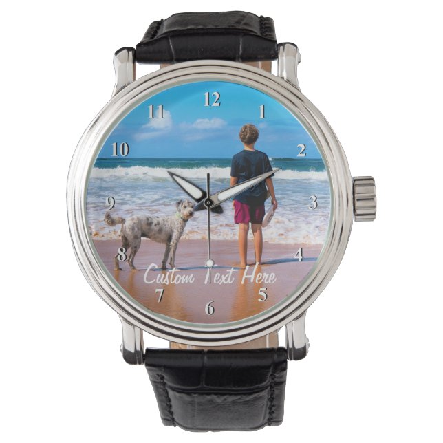 Gepersonaliseerde uw Pet Photo Watch met aangepast Horloge (Voorkant)
