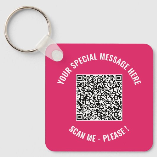 Gepersonaliseerde uw QR-code aangepaste tekst Sleu Sleutelhanger (Voorkant)