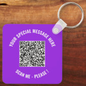 Gepersonaliseerde uw QR-code aangepaste tekst Sleu Sleutelhanger (Achterkant)