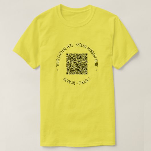 Gepersonaliseerde uw QR-code Scan aangepaste tekst T-shirt (Design voorkant)