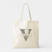 Gepersonaliseerde V Initiaal Silver Monogram Jouw  Tote Bag (Achterkant)