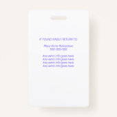 Gepersonaliseerde vaccinatie-ID Foto QR-code Badge (Achterkant)