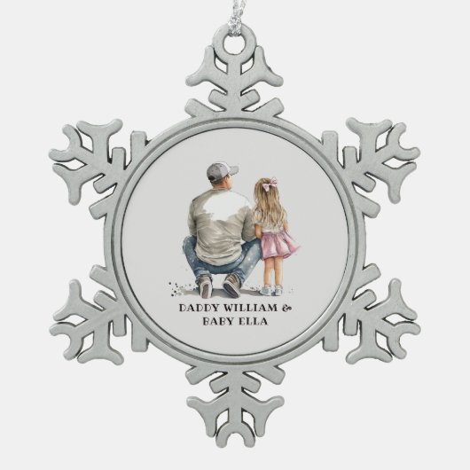 Gepersonaliseerde vader en dochter (5) tin sneeuwvlok ornament (Voorkant)