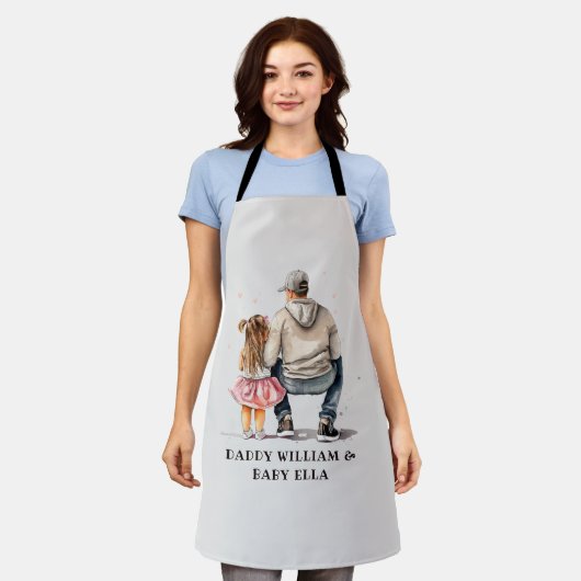 Gepersonaliseerde vader en dochter (6) schort (Gedragen)